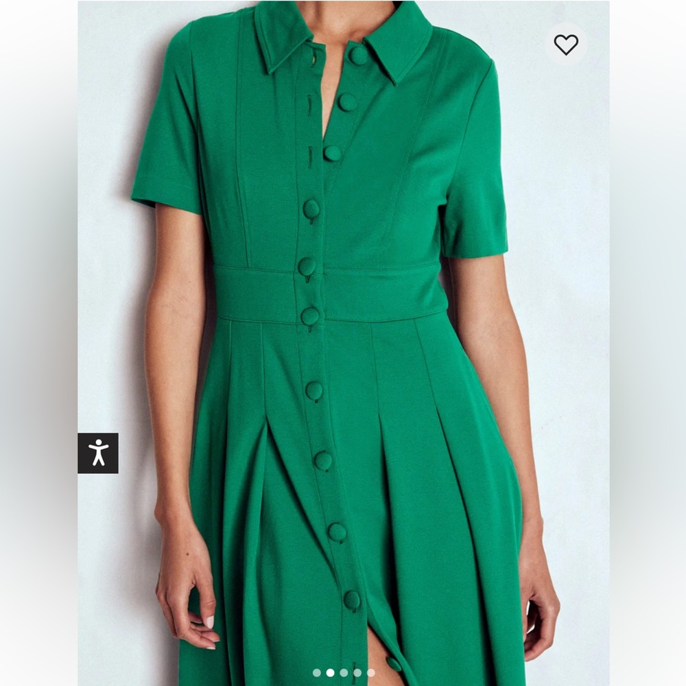 Boden Emerald Green Button-Front Midi Dress - Picture 2 of 13